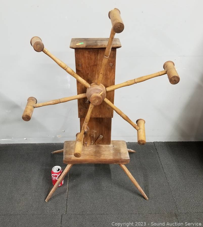 Antique Primitive Wooden Yarn Winder Spinning Wheel