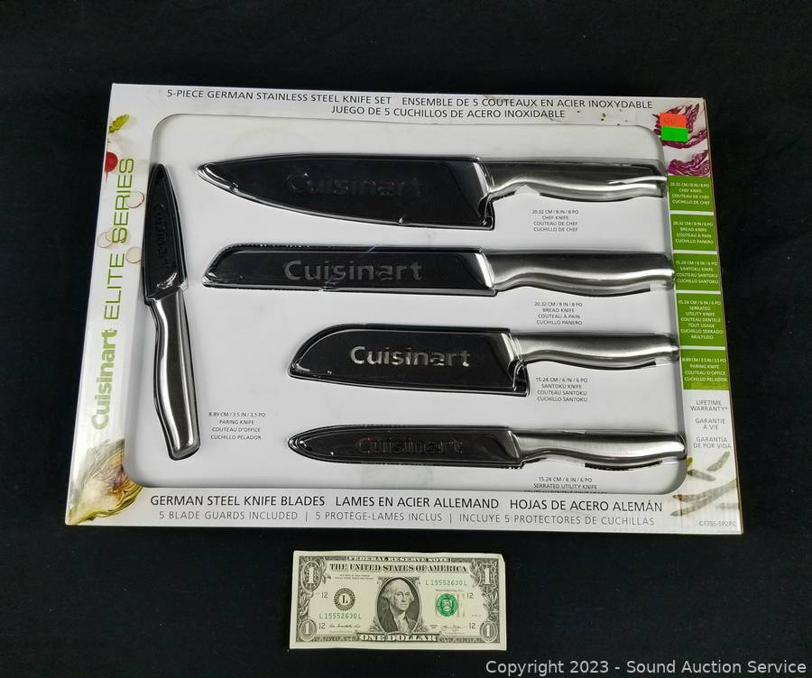 Sold at Auction: (5pc) Stainless Steel Cuisinart Knife Set