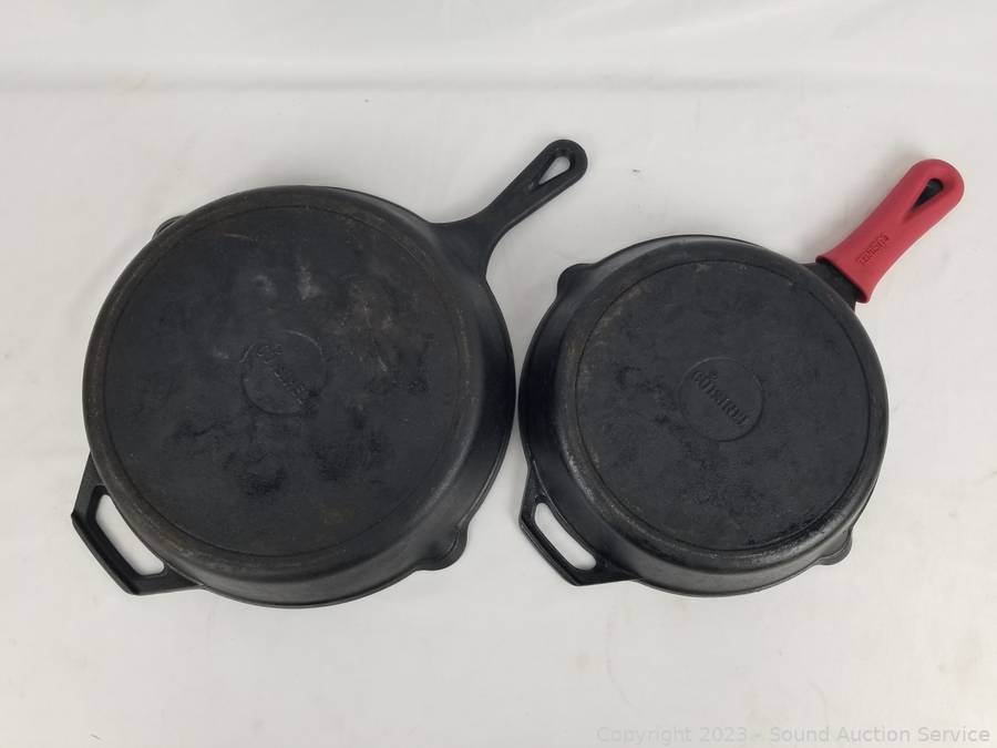 Sound Auction Service - Auction: 06/19/23 SAS Shaw, Ziemba Online Auction  ITEM: 4 Cuisinel Cast Iron Skillets & Burner Stand