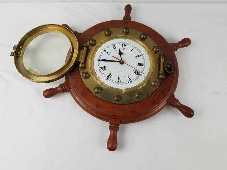 Sound Auction Service - Auction: 07/11/23 SAS Coins, Antiques, Collectibles  Online Auction ITEM: Lama Quartz Ships Wheel/Porthole Clock