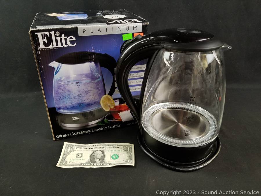 Elite by Maxi-Matic Cordless Electric Kettle - Silver/Black, 1.7 L