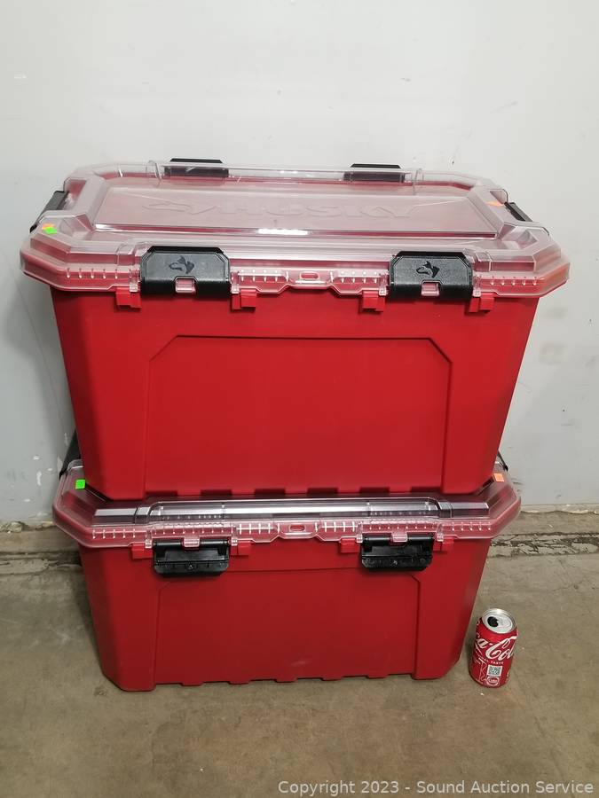 husky 11 in. and 7 in. polycarbonate waterproof storage bin combo 