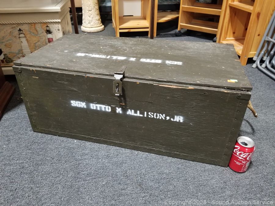 Sold at Auction: US Army Military Wood Foot Locker