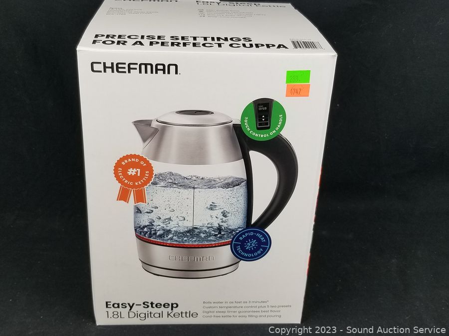 Compare NEW Chefman Cordless Glass Electric Kettle Plus COSTCO