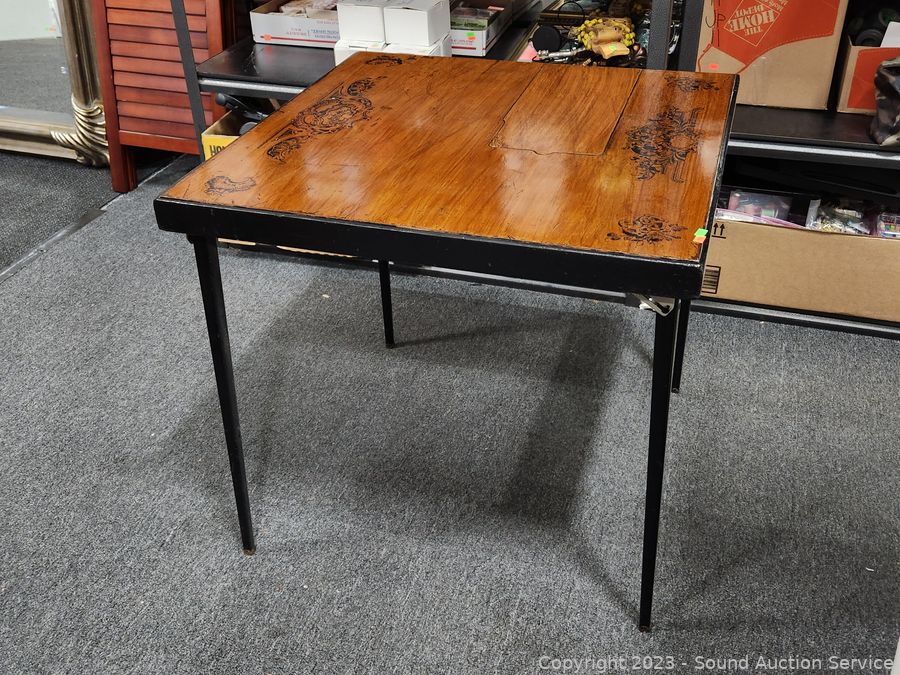 Vintage Wood Folding Sewing Table Desk With Sewing Machine