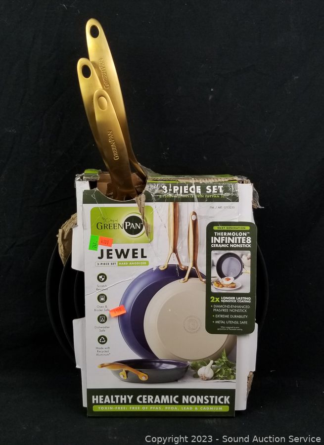NEW GreenPan Jewel 3-piece Ceramic Skillet Set
