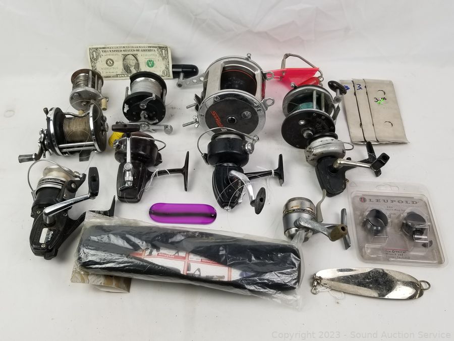 Sound Auction Service - Auction: 03/19/20 Nelson, Drawbly & Other  Multi-Estate Auction ITEM: 6 Vtg. Fishing Reels & Rod w/Reel