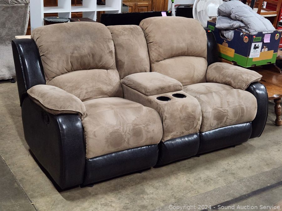 Brown microfiber clearance loveseat recliner