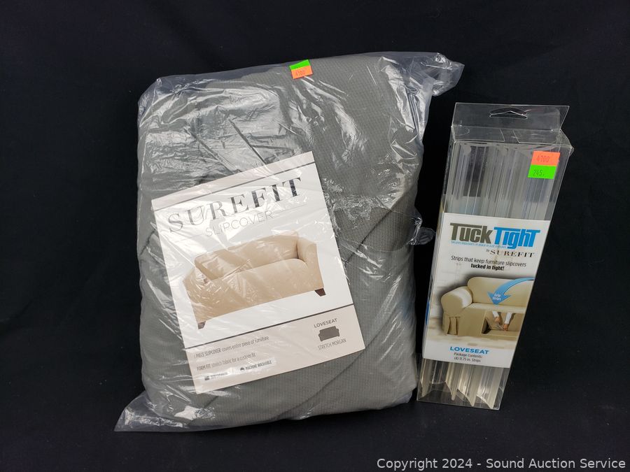 Gray Stretch Morgan Surefit Slipcover w/5pk Tuck Tights