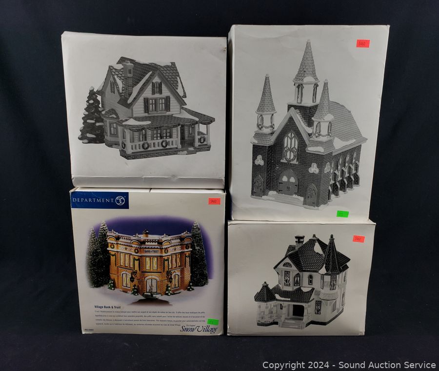 4 Dept.56 Hand Painted Ceramic Snow Village Houses