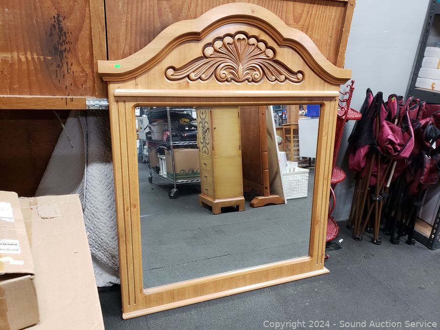 Large Wood Framed Dresser Mirror