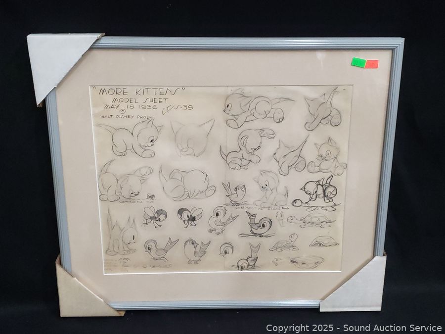 Walt Disney May 18, 1936 "More Kittens" Model Sketch Sheet