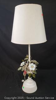 Vintage White Metal Art Floral 29" Table Lamp