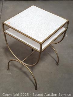 Gold Finish Wrought Iron 2-Tier Accent Table