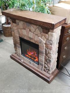 Faux Wood & Brick Composite Fiberglass Electric Fireplace