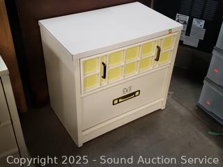 White/Yellow 2-Drawer Laminate Nightstand