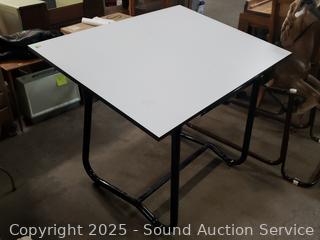 White Laminate Adjustable Drafting/Task Table