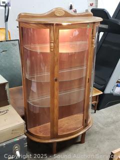 Oak Lighted Curio Cabinet