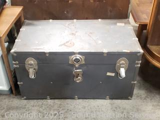 Gray Metal Footlocker Trunk