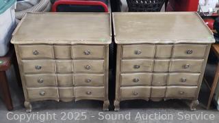 Pair of Gray Finish 4-Drawer Nightstands