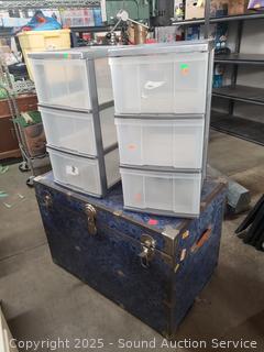 (2) 3-Drawer Organizer Totes & Trunk