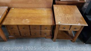 2pc Oak Side Table Set