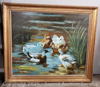 Huge Monte Signed Duck Oil Painting