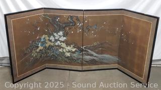 Original Asian Painted Folding 4-Panel Artwork