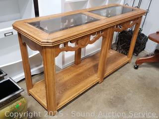 Oak Beveled Glass Top Sofa/Hall Table