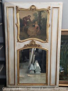 Vintage Victorian Painted Mirrored Panel