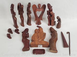 Assorted Carved Wood Figures 