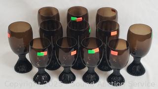 12 Lenox Hand Blown Brown Crystal Goblets