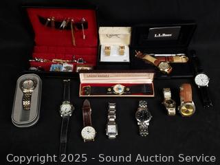 Assorted Men's Watches, Cufflinks, Tie Clips