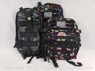3 Gray & Muli Color Paint Splatter Tactical Backpacks