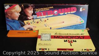 Vtg. Monopoly, Rebound Games, Cribbage Boards