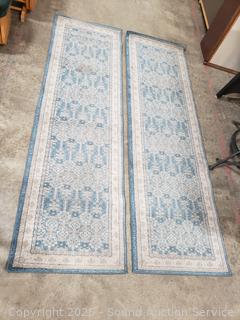 2 Kerman Collection Blue 2'3" x 7'6" Runner Rugs
