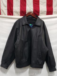 Town Craft Black Leather Jacket S:3XL