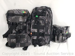 2 Gray Tactical Backpacks & Shoulder Pack
