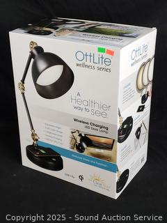 Ottlite Black Wireless Charging LED Desk Lamp