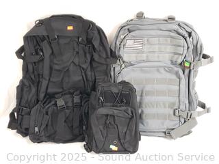 2 Tactical Backpacks & 1 Shoulder Pack