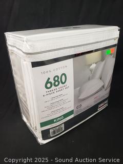 6pc Kirkland 680TC White Cotton King Sheet Set