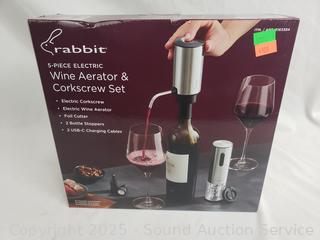 Rabbit 5pc Electric Wine Aerator & Corkscrew Set