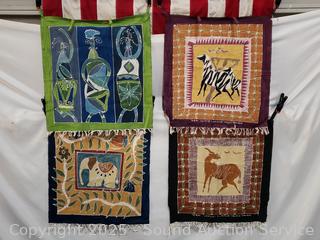 4 Hand Painted Banner Tapestries