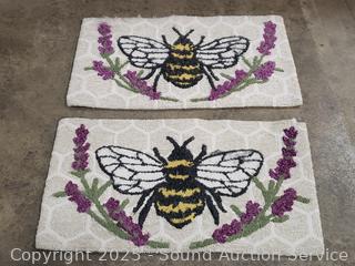 2 Floral Bumblebee Accent Rugs