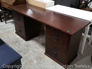 Dark Finish Wood 4-Drawer File Cabinet Desk