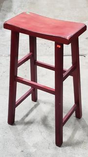 Cherry-Stained Saddle Stool