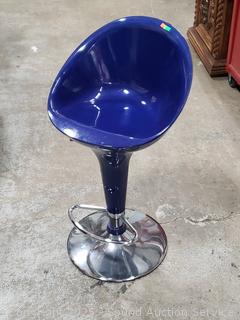 Blue Metal Flake & Chrome Adjustable Height Stool