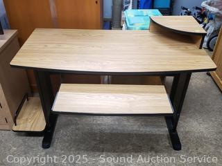 Contemporary Simulated Wood Grain Finish Computer Desk