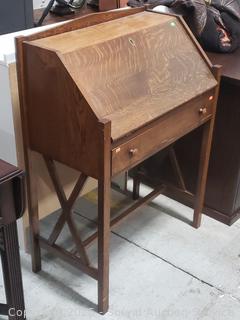 Vintage Quartersawn Oak Drop Front Secretary Desk
