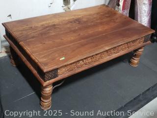 Vintage Carved Wood Coffee Table